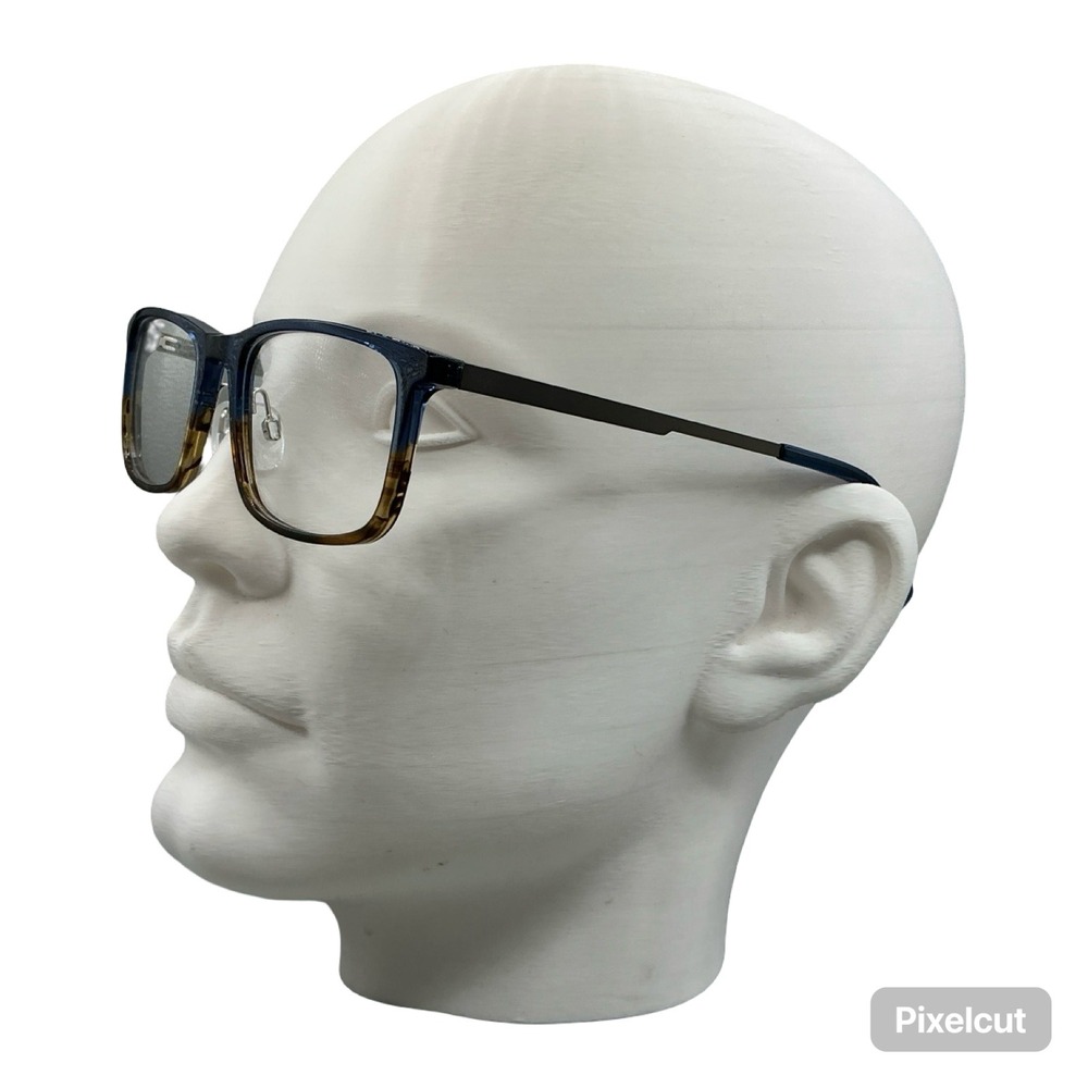 Edward Navy Brown Gradient Rectangular Eyeglasses MV046 Mens 57-21-155 New - Picture 2 of 4